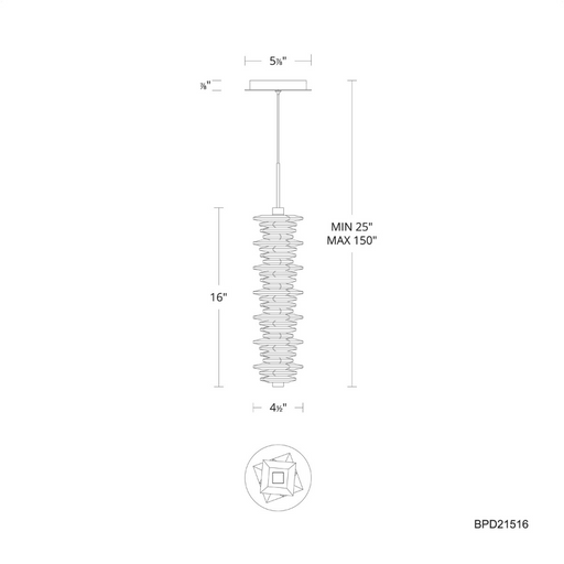 Schonbek Beyond BPD21516 Bergy 1-lt 6" LED Pendant, CCT Selectable