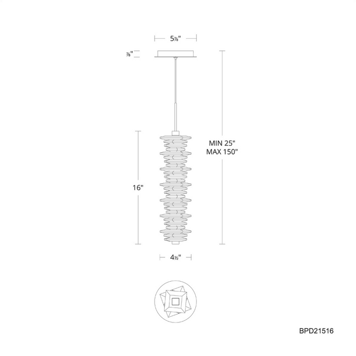 Schonbek Beyond BPD21516 Bergy 1-lt 6" LED Pendant, CCT Selectable