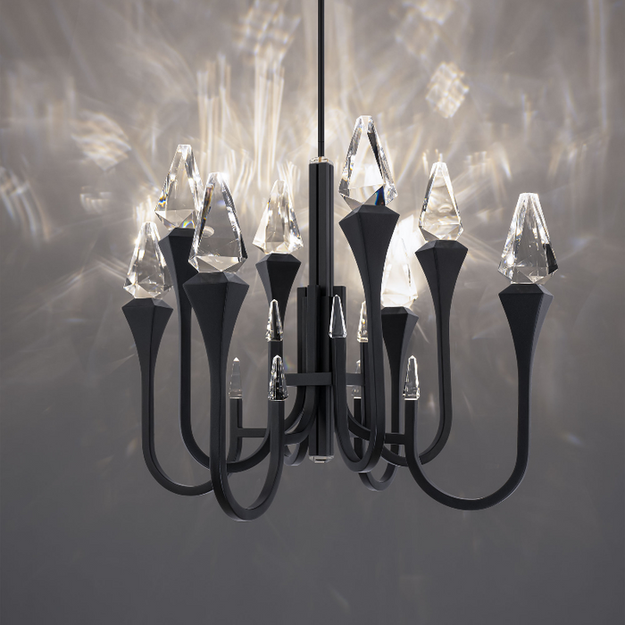 Schonbek Beyond BPD25534 Plumeria 8-lt 34" LED Pendant, CCT Selectable - Black