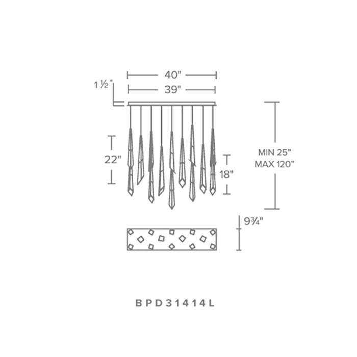 Schonbek Beyond BPD31414L Solitude 14-lt 40" LED Chandelier Linear Canopy