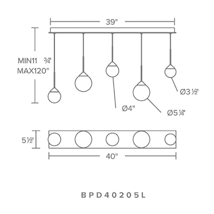 Schonbek Beyond BPD40205L Quest 5-lt 40" LED Chandelier Linear Canopy