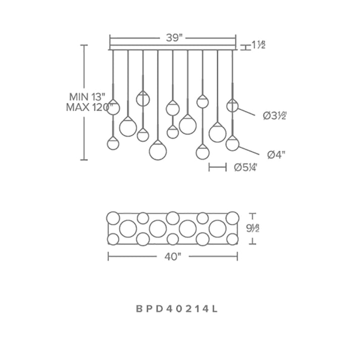 Schonbek Beyond BPD40214L Quest 14-lt 40" LED Chandelier Linear Canopy