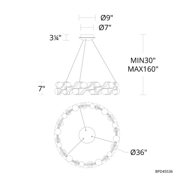 Schonbek Beyond BPD45536 Amorina 1-lt 36" LED Pendant, CCT Selectable
