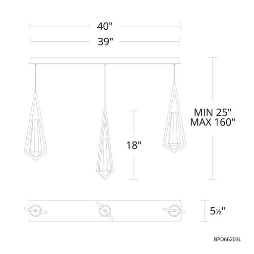 Schonbek Beyond BPD66203L Devotion 3-lt 40" LED Pendant, CCT Selectable