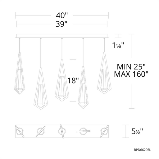 Schonbek Beyond BPD66205L Devotion 5-lt 40" LED Pendant, CCT Selectable