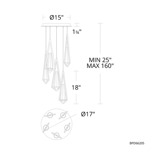 Schonbek Beyond BPD66205 Devotion 5-lt 17" LED Pendant, CCT Selectable