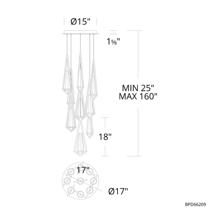 Schonbek Beyond BPD66209 Devotion 9-lt 17" LED Pendant, CCT Selectable