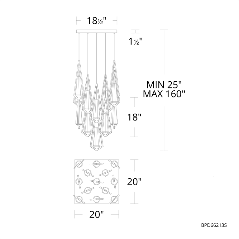 Schonbek Beyond BPD66213S Devotion 13-lt 20" LED Pendant, CCT Selectable