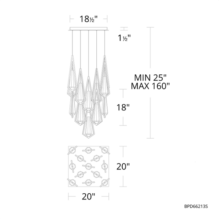Schonbek Beyond BPD66213S Devotion 13-lt 20" LED Pendant, CCT Selectable