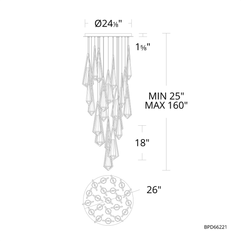 Schonbek Beyond BPD66221 Devotion 21-lt 26" LED Pendant, CCT Selectable