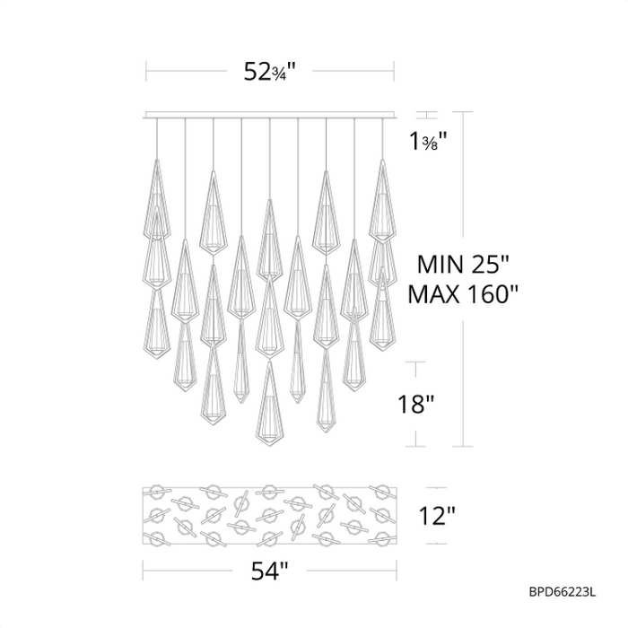 Schonbek Beyond BPD66223L Devotion 23-lt 53" LED Pendant, CCT Selectable