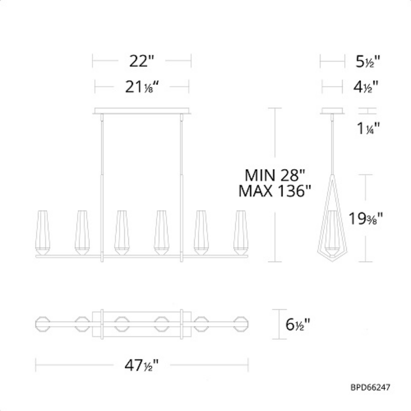 Schonbek Beyond BPD66247 Devotion 6-lt 47" LED Pendant, CCT Selectable