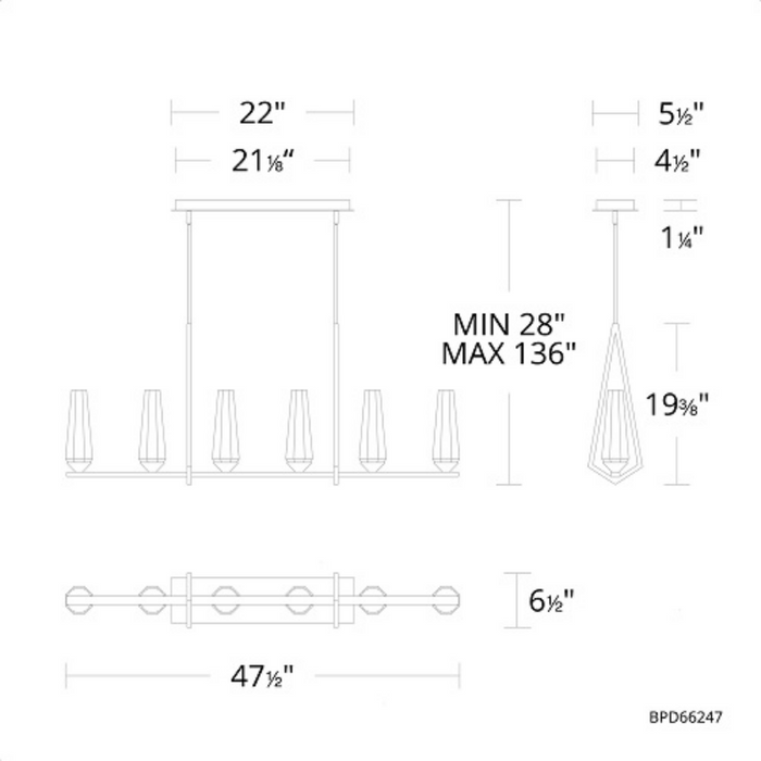 Schonbek Beyond BPD66247 Devotion 6-lt 47" LED Pendant, CCT Selectable