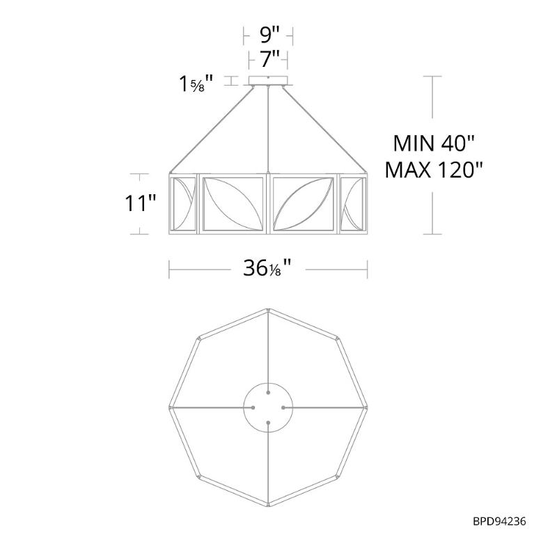 Schonbek Beyond BPD94236 Luna 8-lt 36" LED Pendant, CCT Selectable