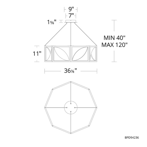 Schonbek Beyond BPD94236 Luna 8-lt 36" LED Pendant, CCT Selectable