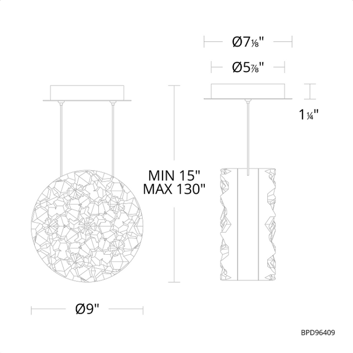 Schonbek Beyond BPD96409 Bramble 1-lt 9" LED Pendant, CCT Selectable