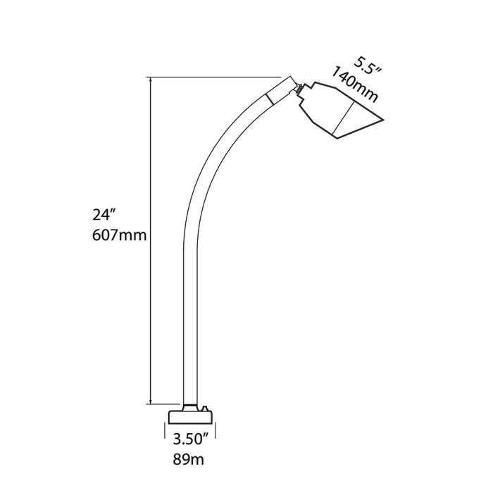 Focus Industries BQCD02 Series Angled Bullet 7W LED BBQ Light with Commercial Deck Base