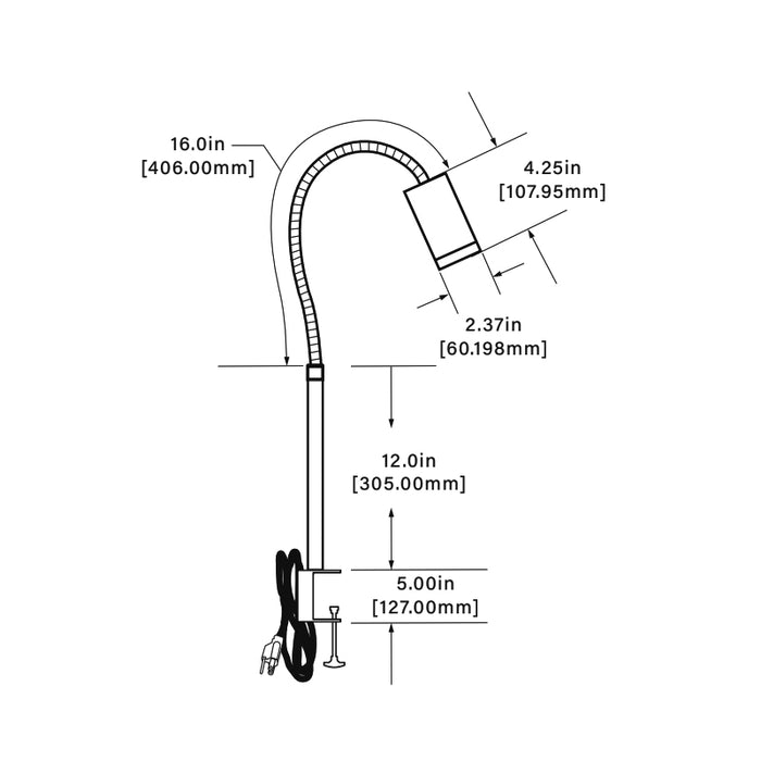 Focus Industries BQ03 Series Threaded Cylinder 7W LED BBQ Light with Clamp Base, 3000K, 550 Lumen