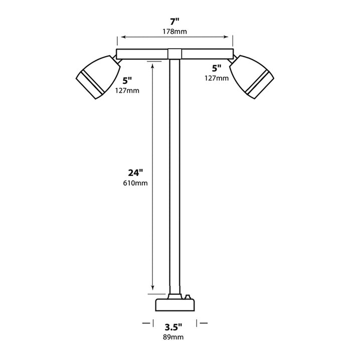 Focus Industries BQTCD01 Series Twin Threaded Egg 14W LED BBQ Light with Commercial Deck Base