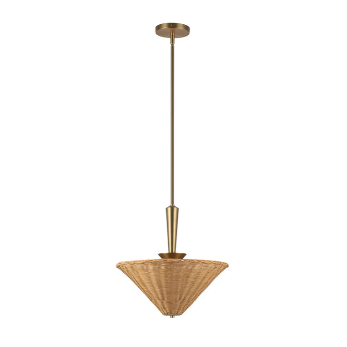 Alora Mood PD497016 Bridgette 1-lt 16" Pendant - Brushed Gold/Rattan