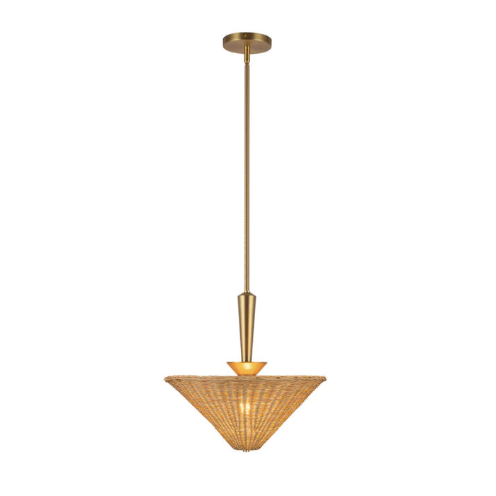 Alora Mood PD497016 Bridgette 1-lt 16" Pendant - Brushed Gold/Rattan