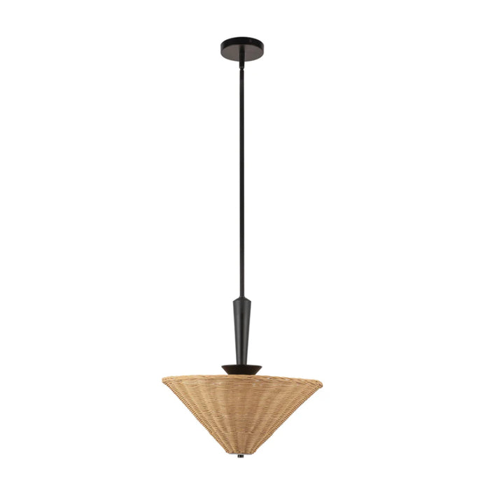 Alora Mood PD497016 Bridgette 1-lt 16" Pendant - Matte Black/Rattan