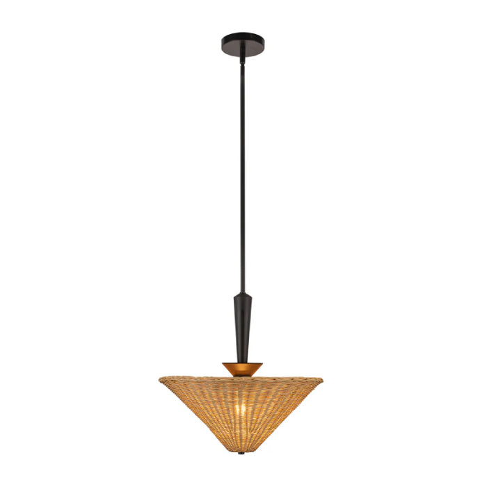 Alora Mood PD497016 Bridgette 1-lt 16" Pendant - Matte Black/Rattan