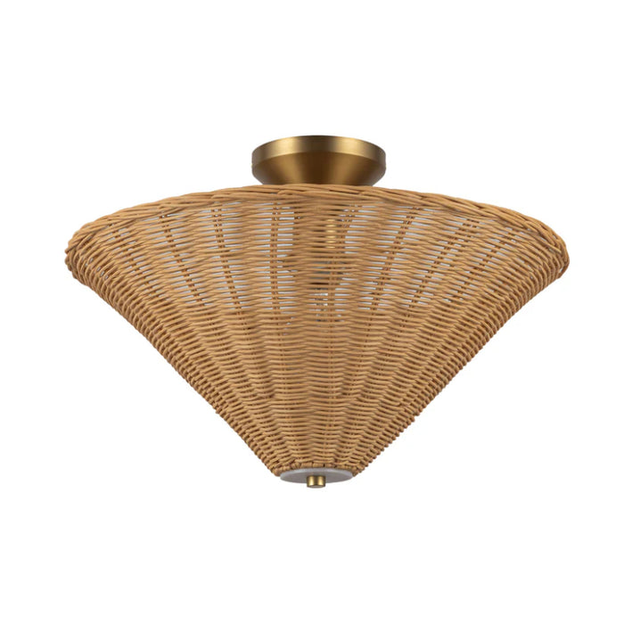 Alora Mood SF497016 Bridgette 1-lt 16" Semi-Flush Mount - Brushed Gold/Rattan