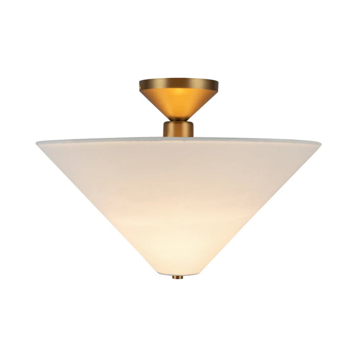 Alora Mood SF497016 Bridgette 1-lt 16" Semi-Flush Mount - Brushed Gold/White Linen