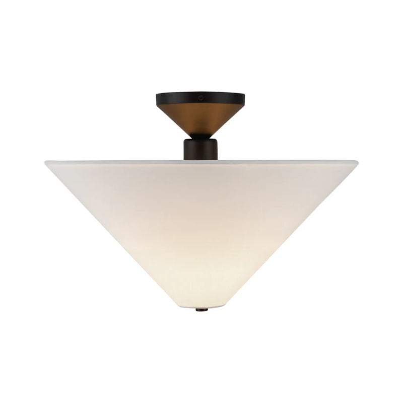 Alora Mood SF497016 Bridgette 1-lt 16" Semi-Flush Mount - Matte Black/White Linen