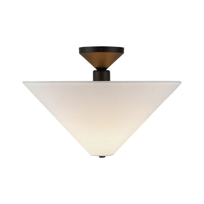 Alora Mood SF497016 Bridgette 1-lt 16" Semi-Flush Mount - Matte Black/White Linen