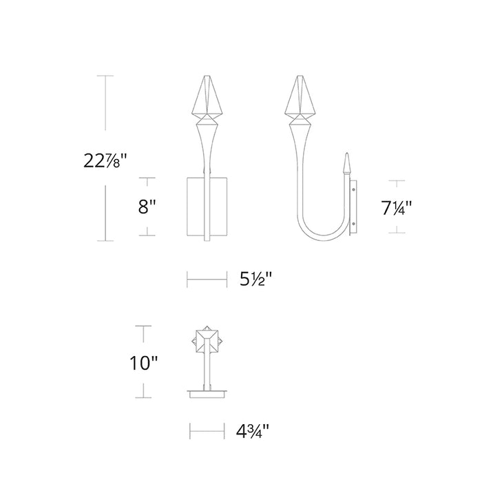 Schonbek Beyond BWSW25523 Plumeria 1-lt 23" Tall LED Wall Sconce, 4CCT Selectable