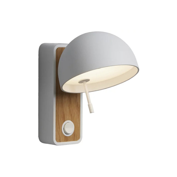 Bover Beddy A/01 1-lt 6" Tall LED Wall Sconce-White/Oak Wood