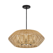 Hinkley 10385-LV Luca 5-lt 28" LED Outdoor Chandelier - Black/Camel Ratten