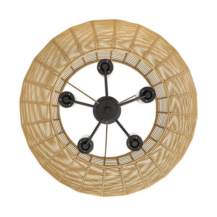 Hinkley 10385-LV Luca 5-lt 28" LED Outdoor Chandelier - Black/Camel Ratten