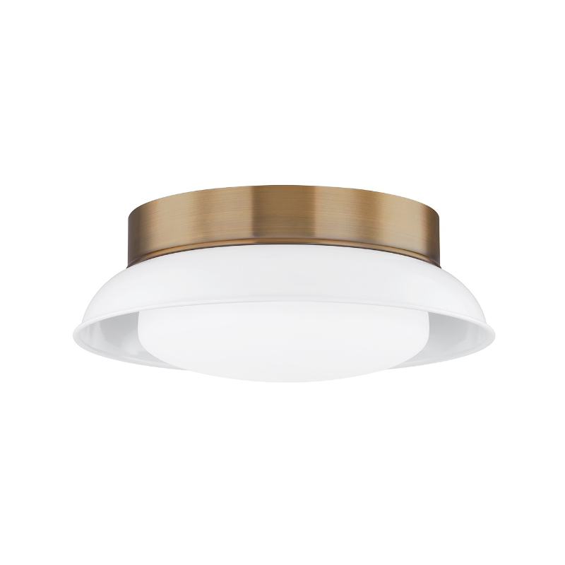 Troy C2014 Arnie 2-lt 14" Flush Mount - Patina Brass/White