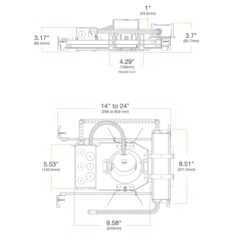 DMF C Series 4" LED Round New Construction Downlight w/ Emergency Remote Test Switch, 1000lm