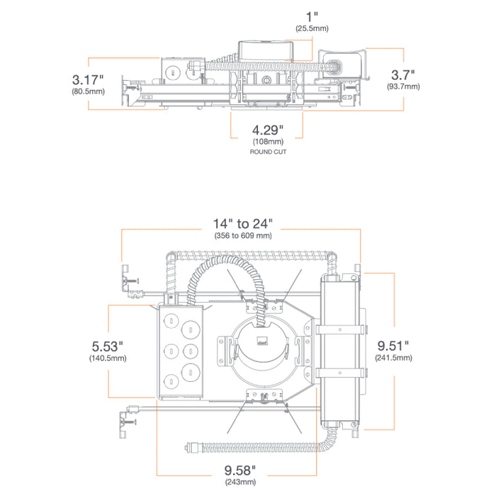 DMF C Series 4" LED Round New Construction Downlight w/ Emergency Remote Test Switch, 2000lm