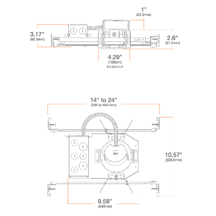 DMF C Series 4" LED Round New Construction Downlight, 2000lm