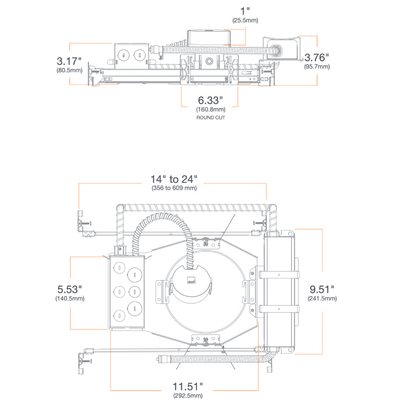 DMF C Series 6" LED Round New Construction Downlight w/ Emergency Remote Test Switch, 1500lm