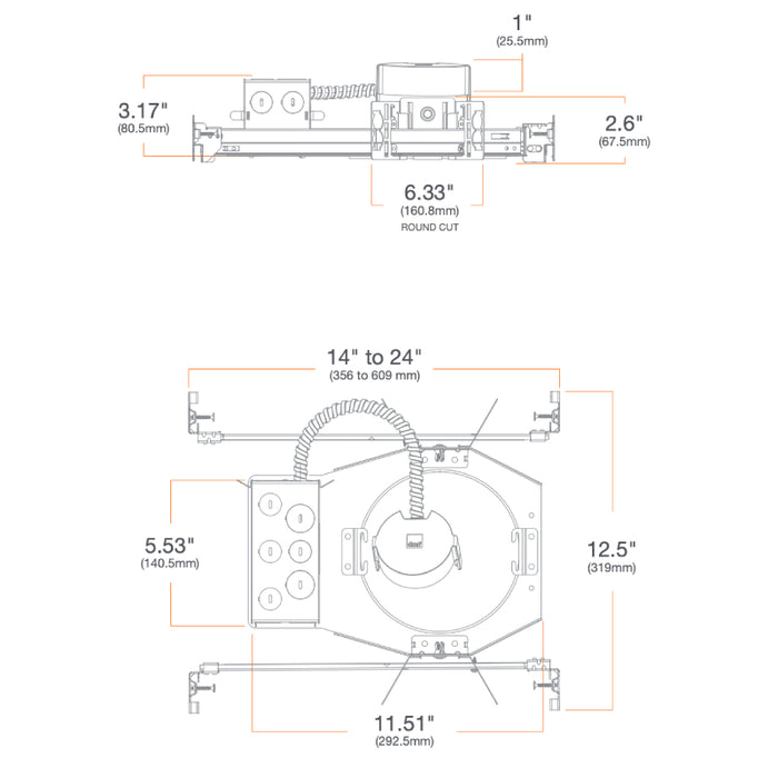 DMF C Series 6" LED Round New Construction Downlight, 2000lm