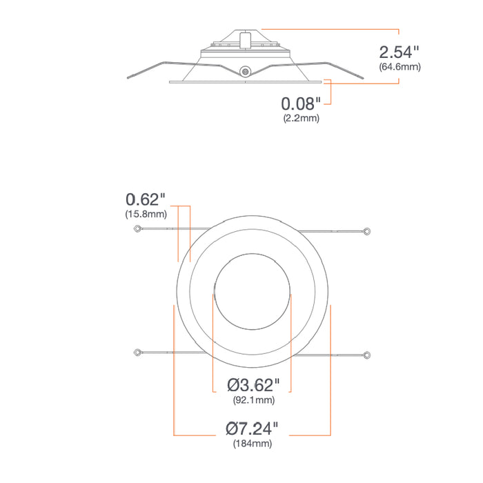 DMF C Series 6" LED Round New Construction Downlight w/ Emergency Remote Test Switch, 1000/1500/2000lm Selectable