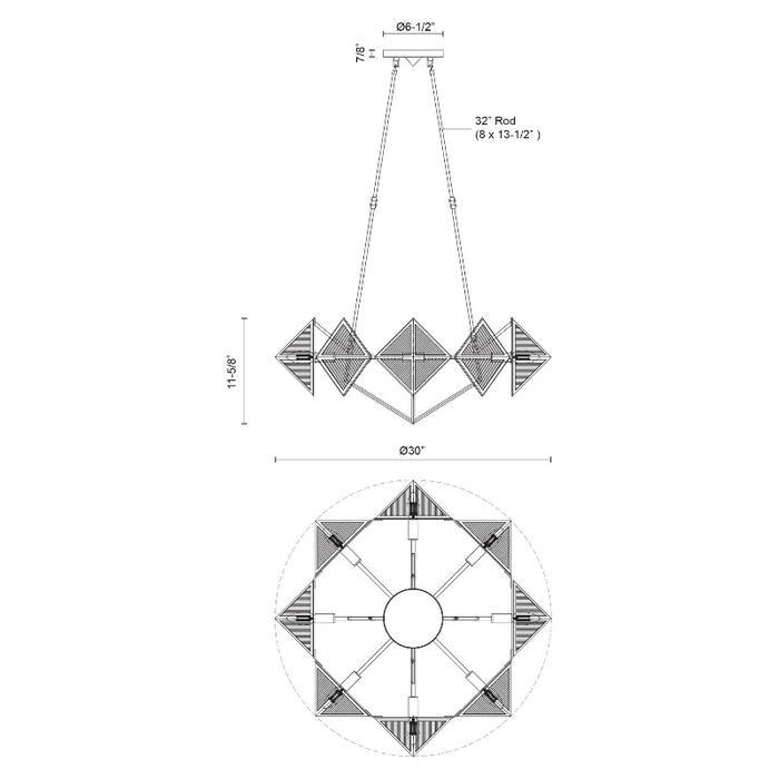 Alora CH332830 Cairo 8-lt 30" Chandelier