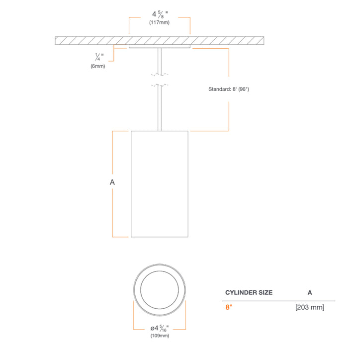 DMF C Series 4" LED Round Cylinder, Cord Mount, 1500lm