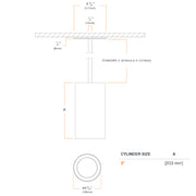 DMF C Series 4" LED Round Cylinder, 2' Stem Mount, 2000lm