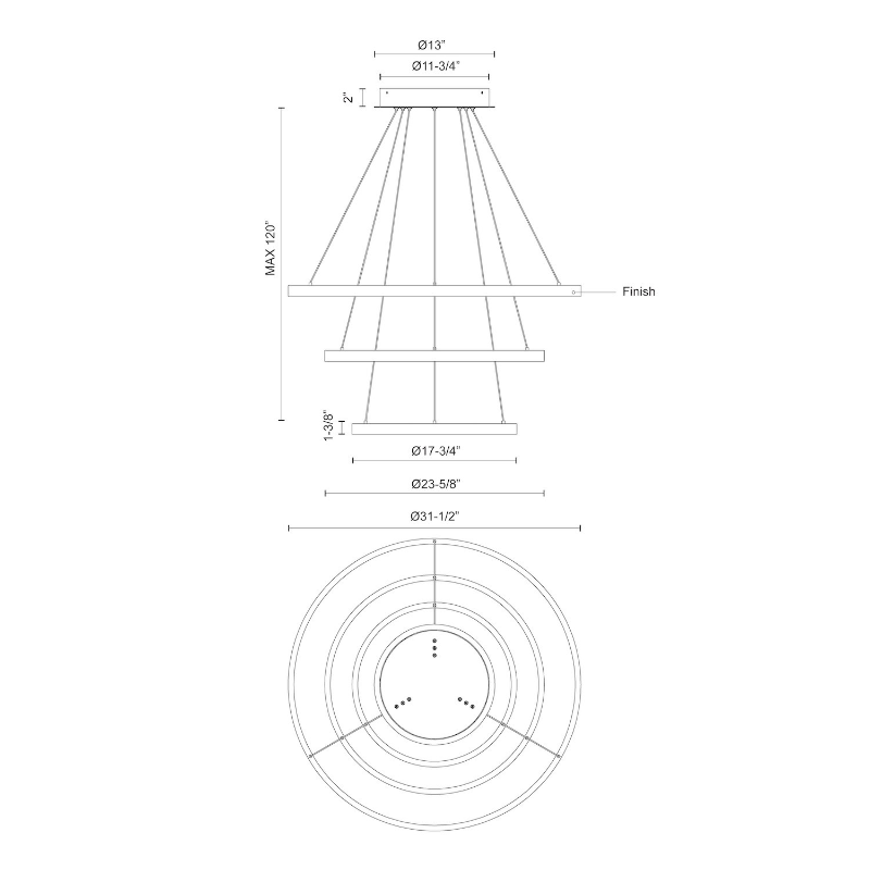 Kuzco CH87332 Cerchio 32" LED Chandelier