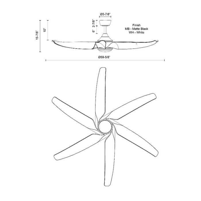 Kuzco CF90960 Coronado 60" Ceiling Fan with LED Light Kit