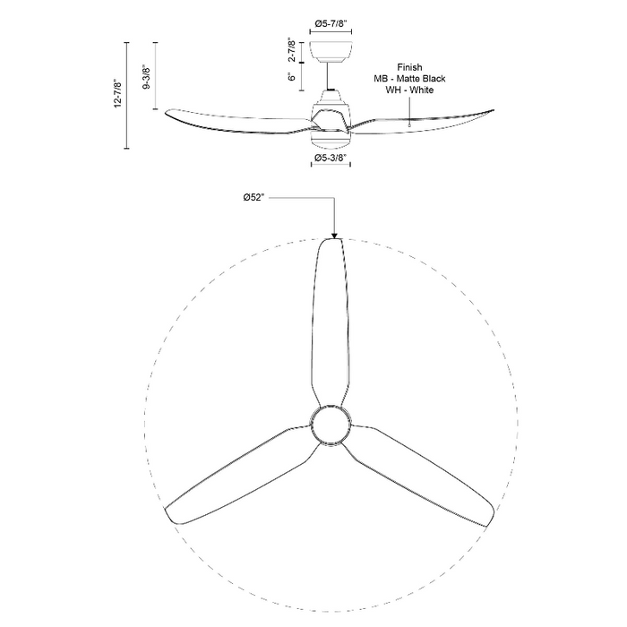 Kuzco CF92952 Hugo 52" Outdoor Ceiling Fan