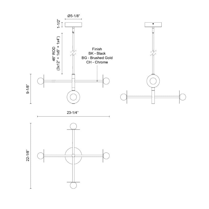 Kuzco CH15504 Elixir 4-lt 22" LED Chandelier