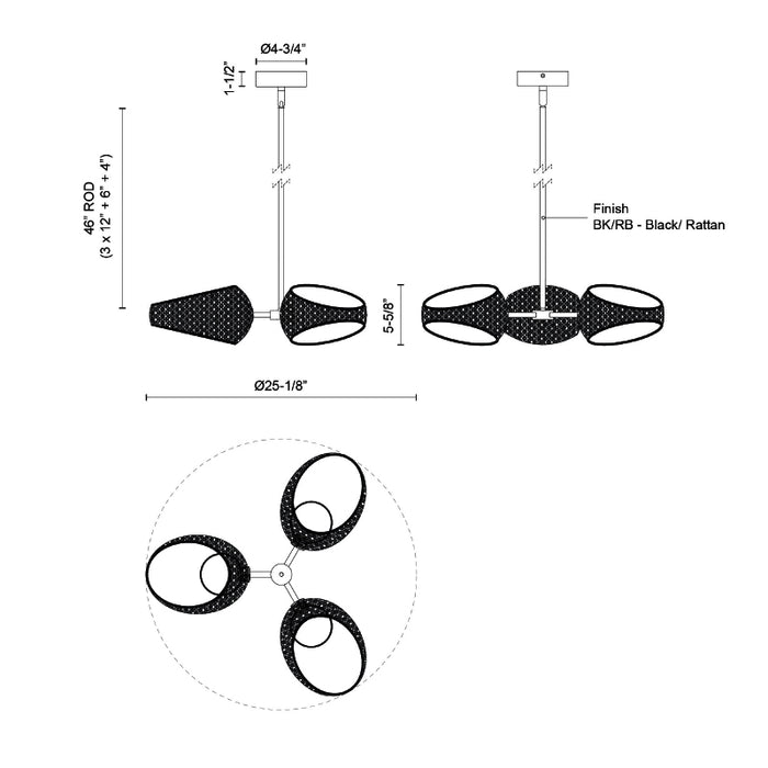 Kuzco CH20625 Lanai 25" LED Chandelier